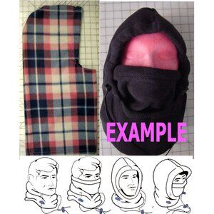 BRAND NEW HANDMADE BALACLAVA HOOD FACE MASK SKI FLEECE PINK BLUE PLAID